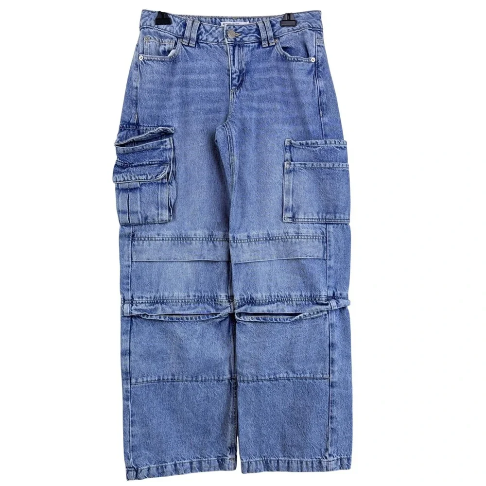 Garage Womens 5 27 Blue Cargo Jeans Wide Leg Multi Pocket Utility‎ Streetwear
